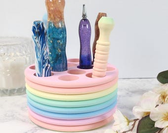 Porta-canetas redondo com pintura de diamante impressa em 3D | Feito sob encomenda | Porta-canetas estético com pintura de diamante