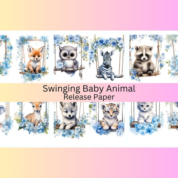 Vinyl Diamond Painting Release Paper "Swinging Baby Animal" | Decorative Diamond Painting Release Paper