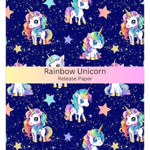 Vinyl Diamond Painting Release Paper &quot;Rainbow Unicorn&quot; | Decorative Diamond Painting Release Paper