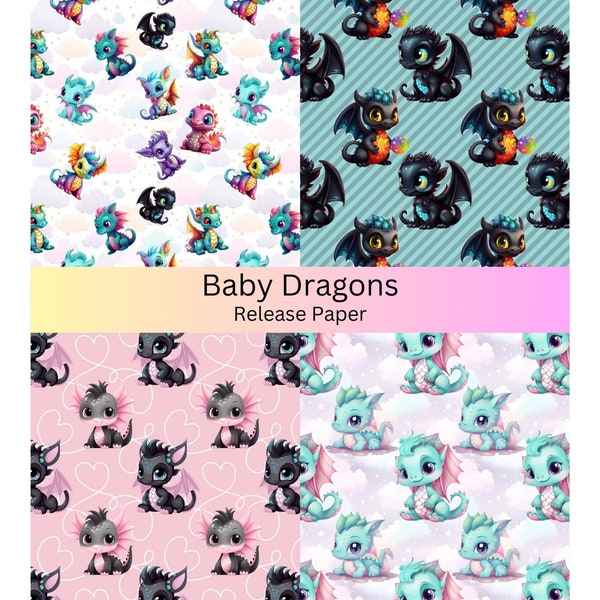 Vinyl Diamond Painting Release-papier "Baby Dragons" | Decoratief diamantschilderijpapier