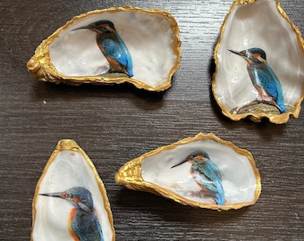 Ijsvogel oester cadeau kingfisher martin pêcheur martín pescador Eisvogel isfugl Blue White Kingfisher Oyster Shell –