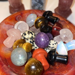 Mushroom crystal carvings | available in many materials