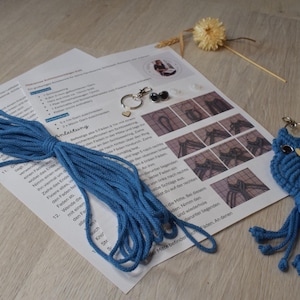 DIY Set für einen Eulen Schlüsselanhänger mit Material und Anleitung / komplett Set / für Makramee begeisterte