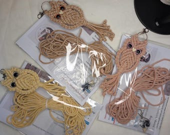 DIY kit for an owl keychain with materials and instructions / complete set / for macrame enthusiasts