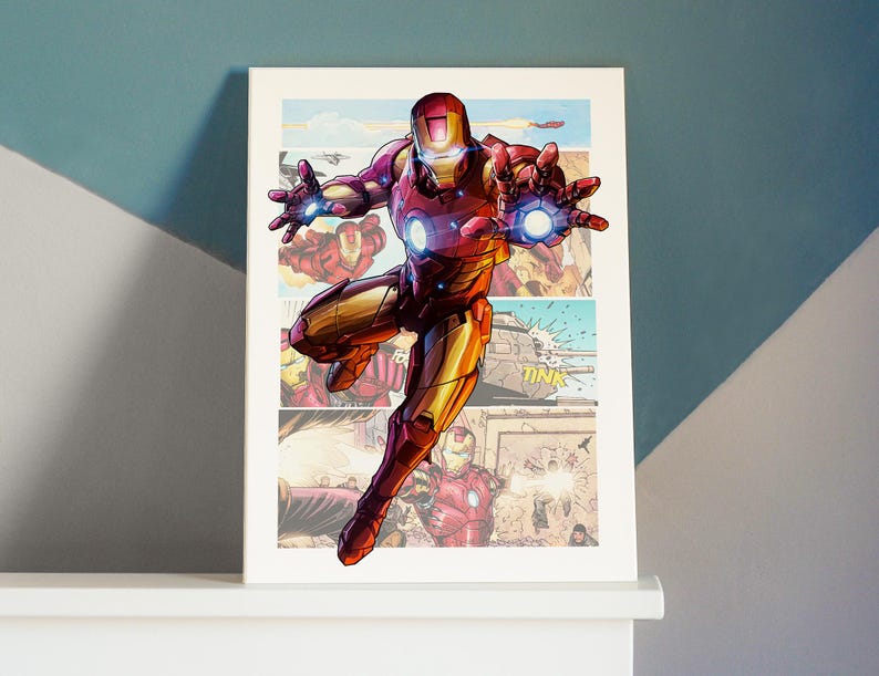 Póster de Iron Man - Arte mural de cómic - Impresión de superhéroe - Decoración de habitación de gamer imagen 8