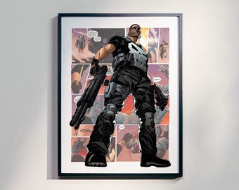 Póster de Punisher - Arte mural de cómic - Impresión de superhéroe - Decoración de habitación de gamer