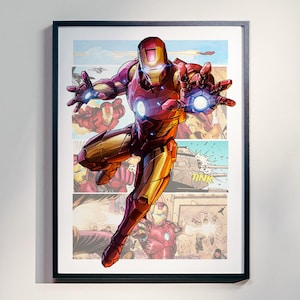 Póster de Iron Man - Arte mural de cómic - Impresión de superhéroe - Decoración de habitación de gamer imagen 1