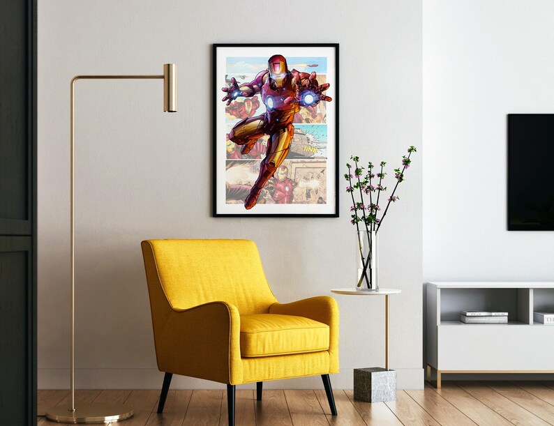 Póster de Iron Man - Arte mural de cómic - Impresión de superhéroe - Decoración de habitación de gamer imagen 6