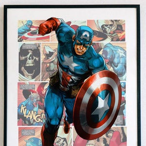 【新品】キャプテンアメリカ　アートポスター　CAPTAIN AMERICA キャプテン・アメリカ、水彩画、アートプリント、キャプテン