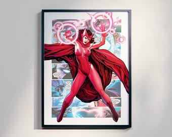 Scarlet Witch poster - Comic Book Wall Art - Superheld Print - Gamer Room Decor