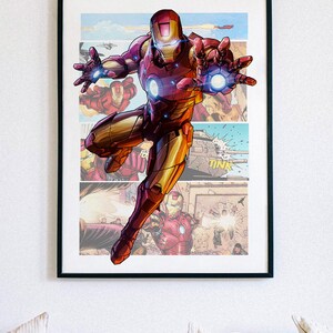 Póster de Iron Man - Arte mural de cómic - Impresión de superhéroe - Decoración de habitación de gamer imagen 3