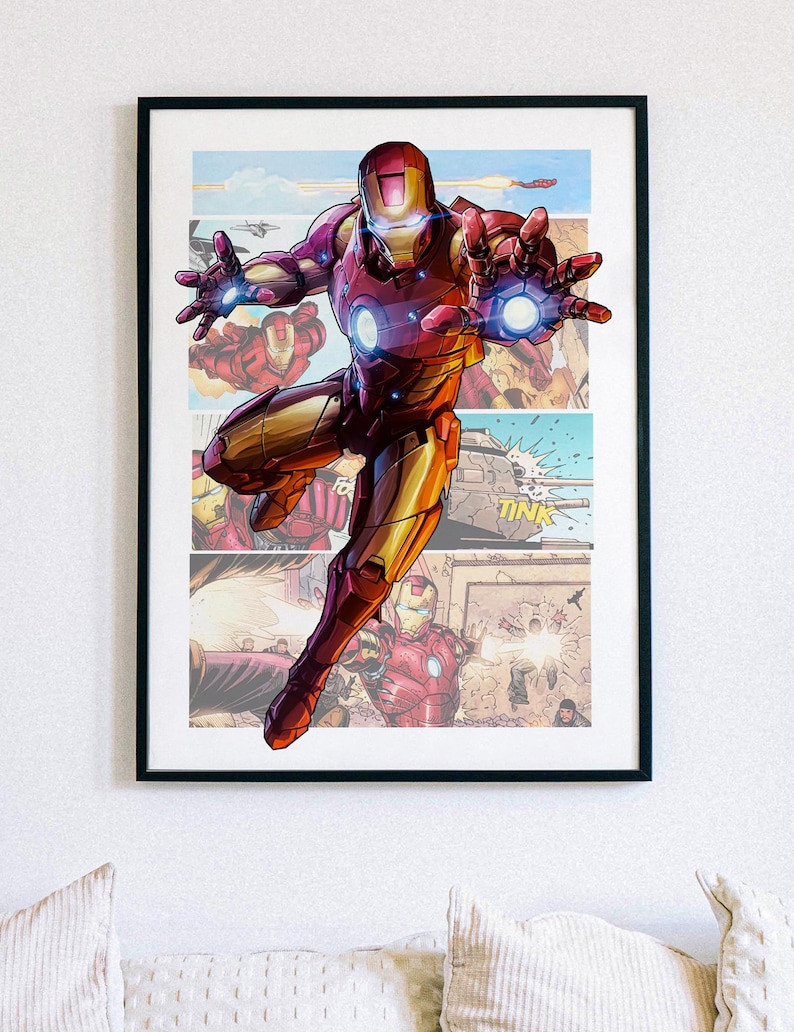 Póster de Iron Man - Arte mural de cómic - Impresión de superhéroe - Decoración de habitación de gamer imagen 3