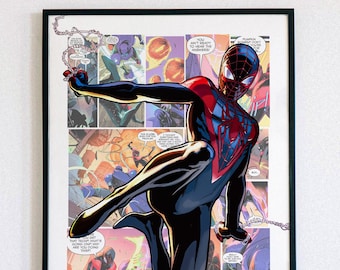 Miles Morales Spider Man Superhero Poster: Printable Comic Art (Digital Download)