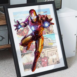 Póster de Iron Man - Arte mural de cómic - Impresión de superhéroe - Decoración de habitación de gamer imagen 4