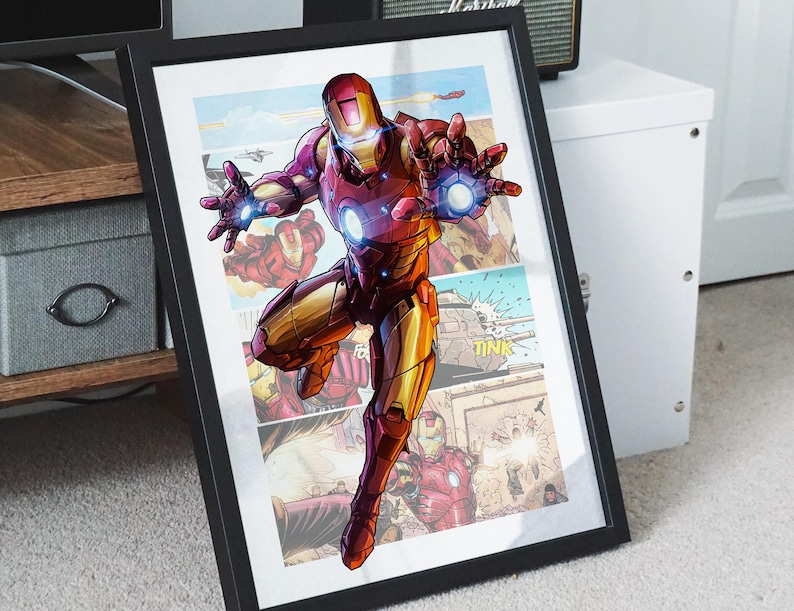Póster de Iron Man - Arte mural de cómic - Impresión de superhéroe - Decoración de habitación de gamer imagen 4