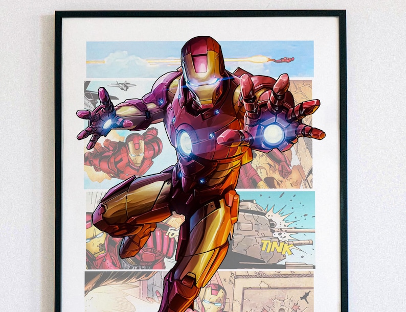 Póster de Iron Man - Arte mural de cómic - Impresión de superhéroe - Decoración de habitación de gamer imagen 2
