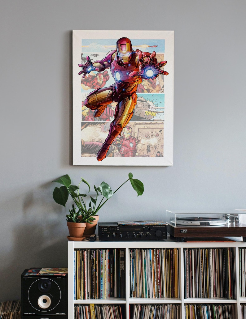 Póster de Iron Man - Arte mural de cómic - Impresión de superhéroe - Decoración de habitación de gamer imagen 5