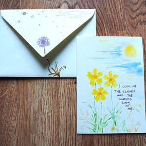 Poesie-Postkarte ~ Blumen und Wolken