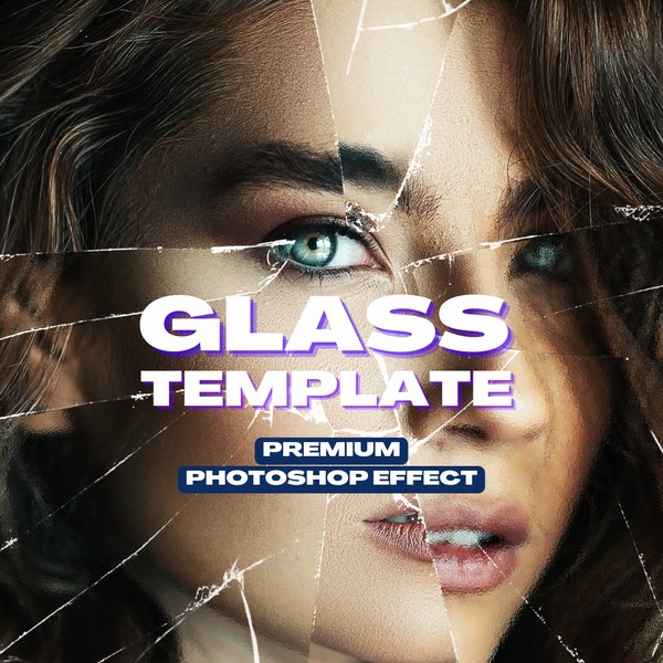 New 2023 Broken Glass Overlays, Premium Template, Glass Overlays, Photoshop Overlays, Broken Glass Photo Crack Texture Background Effect