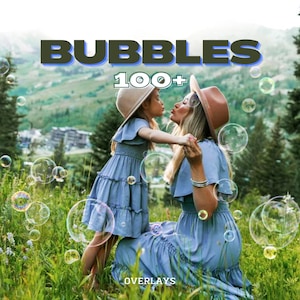 100+ Realistic Soap Bubbles Photoshop Overlays - Transparent JPG, Background, Layer, bundle, instant, easy to use, digital download