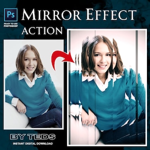 Spegeleffekt Photoshop Action: Omedelbar reflektion (PDF-guide ingår)