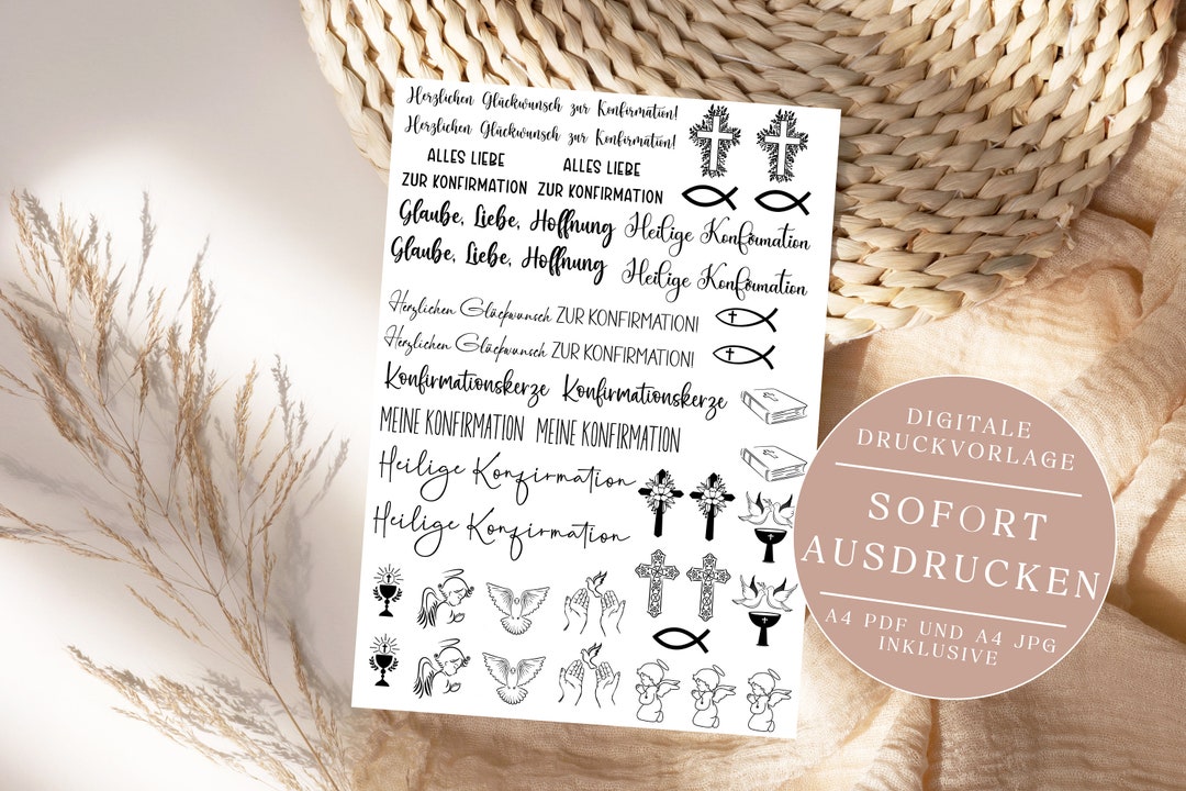 Motif Confirmation Print Template Candle Foil confirmation Edition DIY Motifs for Printing ...