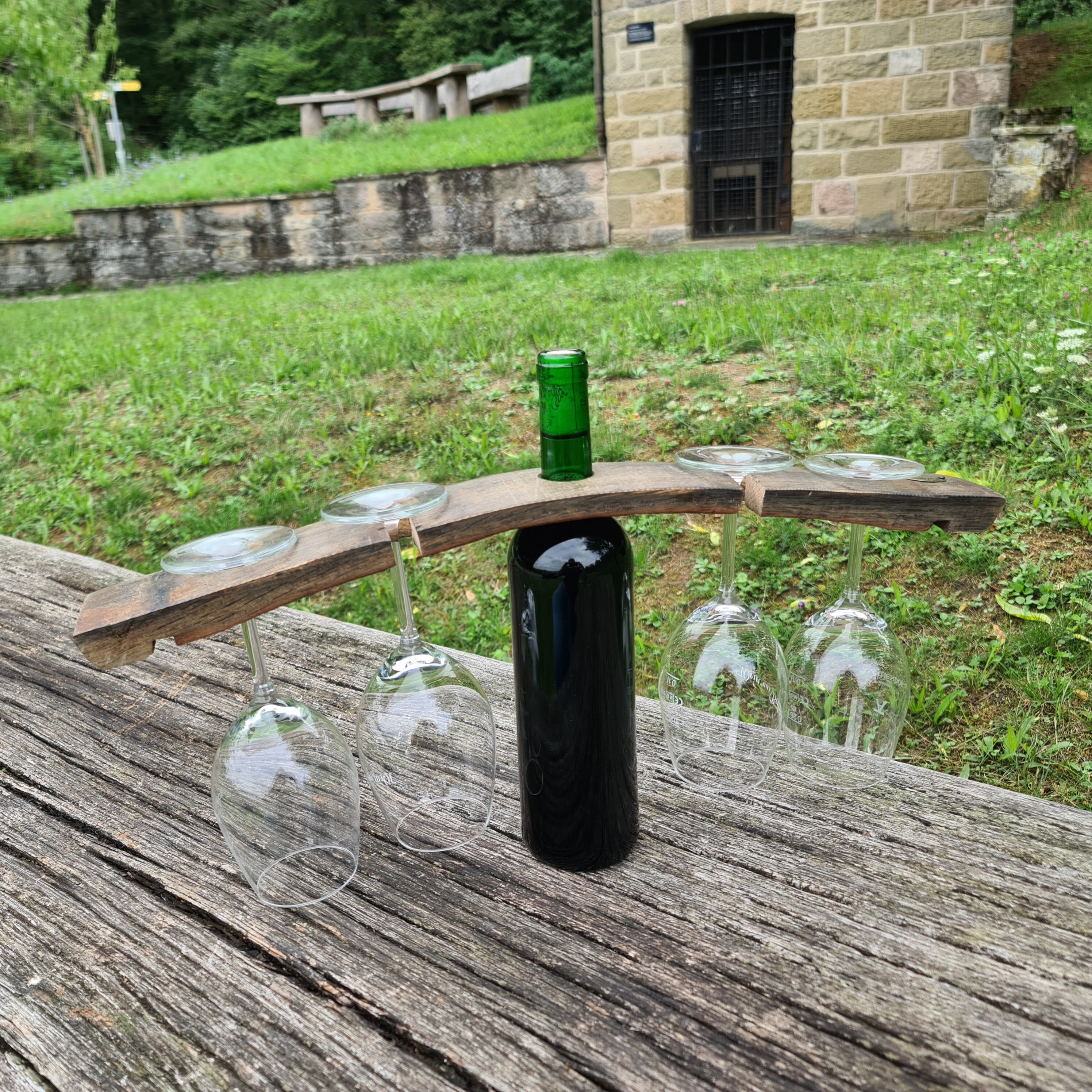 Wine barrel glass holder sale