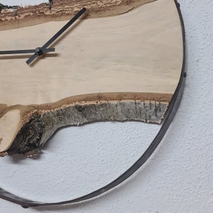 Design wall clock made of birch wood as a unique gift. Modern and rustic at the same time. Encased in a wine barrel ring with a quartz clockwork. image 6