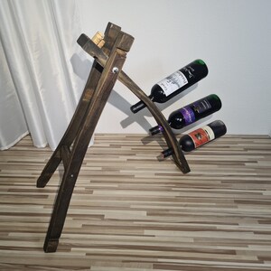 Wine bottle rack, wine rack, wine bottle holder, bottle holder made of old wood, barrel staves from the wine barrel for 3 wine bottles as decoration image 9