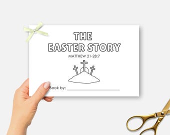 The Easter Story, Printable Mini Bible Book, Sunday School Craft, Holy Week, Kids Bible Lesson Coloring Activity, Christian Easter