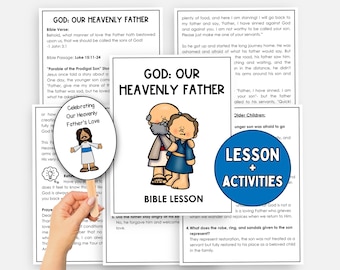 Lezione biblica per la Festa del Papà, attività stampabile per bambini su Dio Padre Celeste, storia del figliol prodigo, attività ricordo per la scuola domenicale cristiana