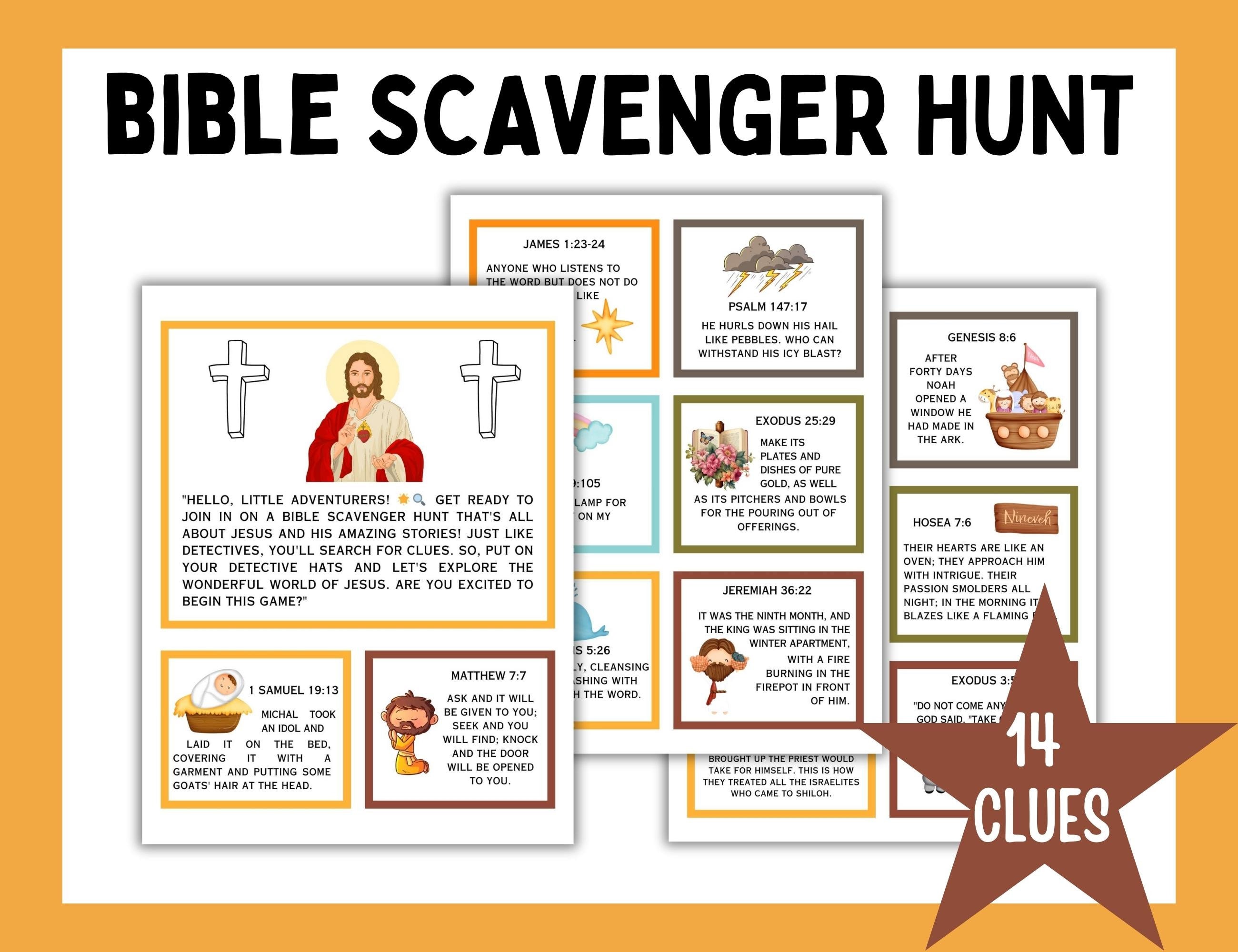Bible Scavenger Hunt, Bible Verses, Indoor Treasure Hunt, Bible Game ...