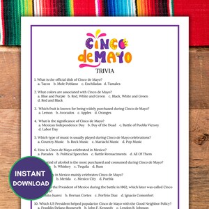 Cinco De Mayo Trivia, Cinco De Mayo Games, Cinco De Mayo, Trivia, Trivia Game, Mexican Fiesta, Fiesta Games