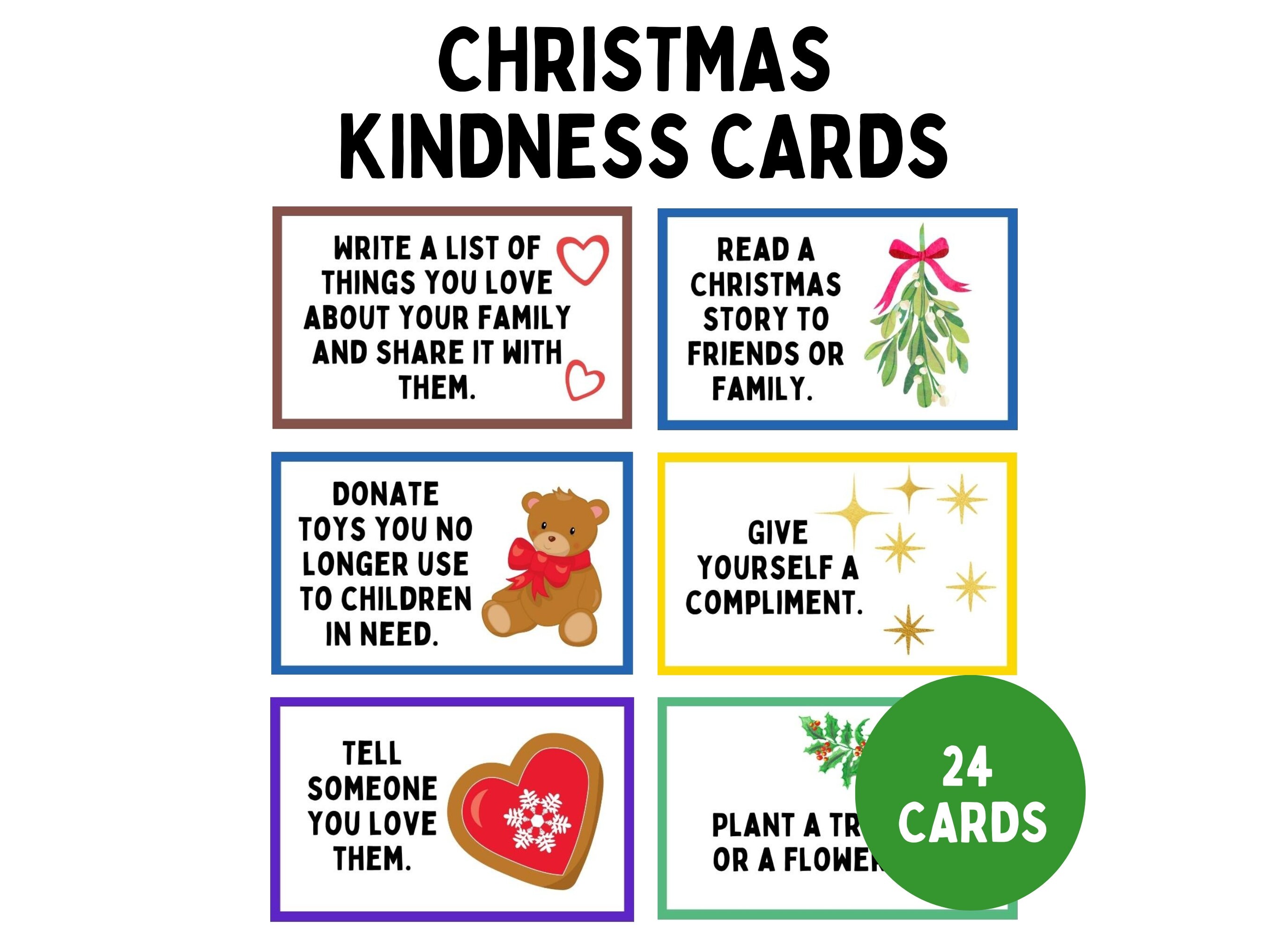 Christmas Kindness Cards, Random Acts of Kindness, 24 Days of Kindness ...