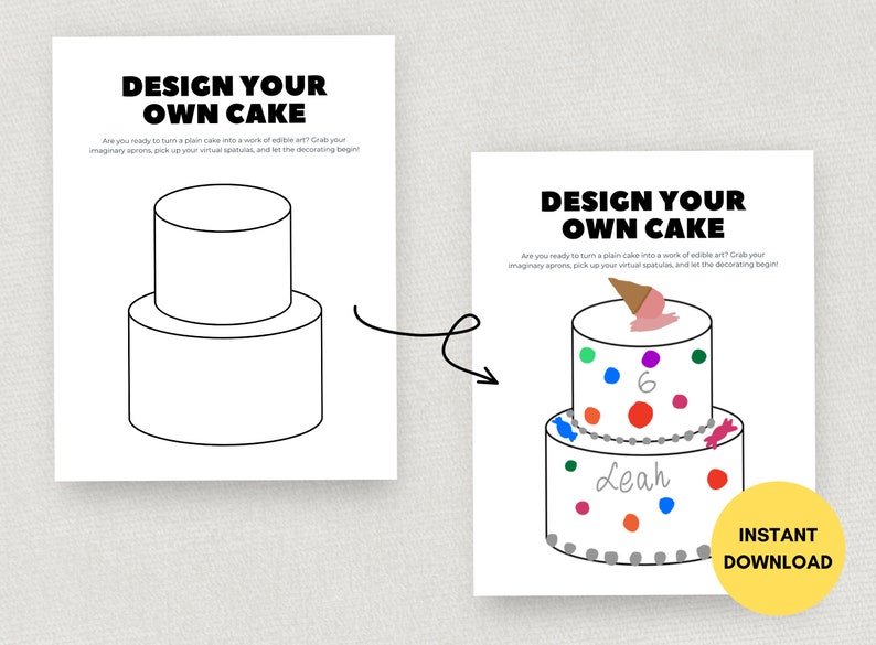 Design Your Cake Printable Activity, Cake Game for Kids and Adults ...