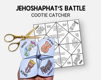 Jehoshaphats Battle, Bible Story Cootie Catcher, Sunday School Craft for Kids, Fortune Teller, VBS Activity, Christian Homeschool Printable
