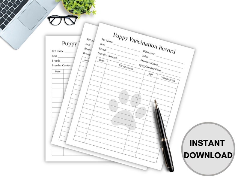 Printable Puppy Shot Record Form