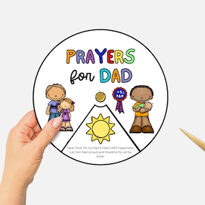 Prayers for Dad, Father's Day Bible Craft, Printable Christian Coloring Wheel, Church Sunday School Religious Craft, Bible Spinning Wheel