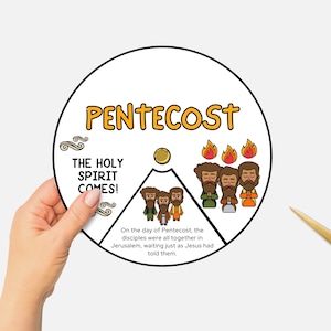 Pentecost Craft, Printable Holy Spirit Bible Coloring Wheel, Day of Pentecost Sunday School Activity, Pentecost Lesson Spinning Wheel