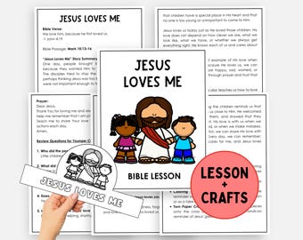 Jesus Loves Me, Bible Lesson & Paper Crafts Printable, Sunday School Coloring Activity, Faith Headband Crown Keepsake, Christian Valentines