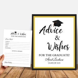 Conseils et souhaits pour l'obtention du diplôme, cadeau imprimable pour fête des diplômés, panneau conseils et voeux, cartes de conseils pour l'obtention du diplôme universitaire ou secondaire