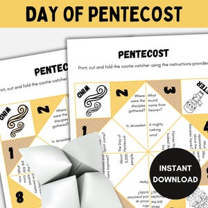 Pentecost Craft, Printable Holy Spirit Cootie Catcher, Day of Pentecost Sunday School Activity, Kids Bible Story Fortune Teller, Homeschool