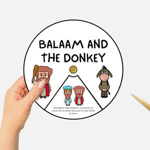 Balaam and the Donkey, Printable Bible Coloring Wheel, Sunday School Craft, Kids Bible Story Spinning Wheel, Christian Homeschool