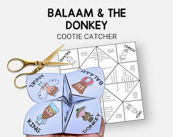 Balaam and the Donkey, Bible Story Cootie Catcher, Kids Sunday School Craft, Fortune Teller VBS Activity, Christian Homeschool Printable