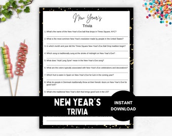 2024 New Year's Trivia, New Year's Eve Idea, Fun Family Game Night, Printable NYE Party Activity, Digital Download
