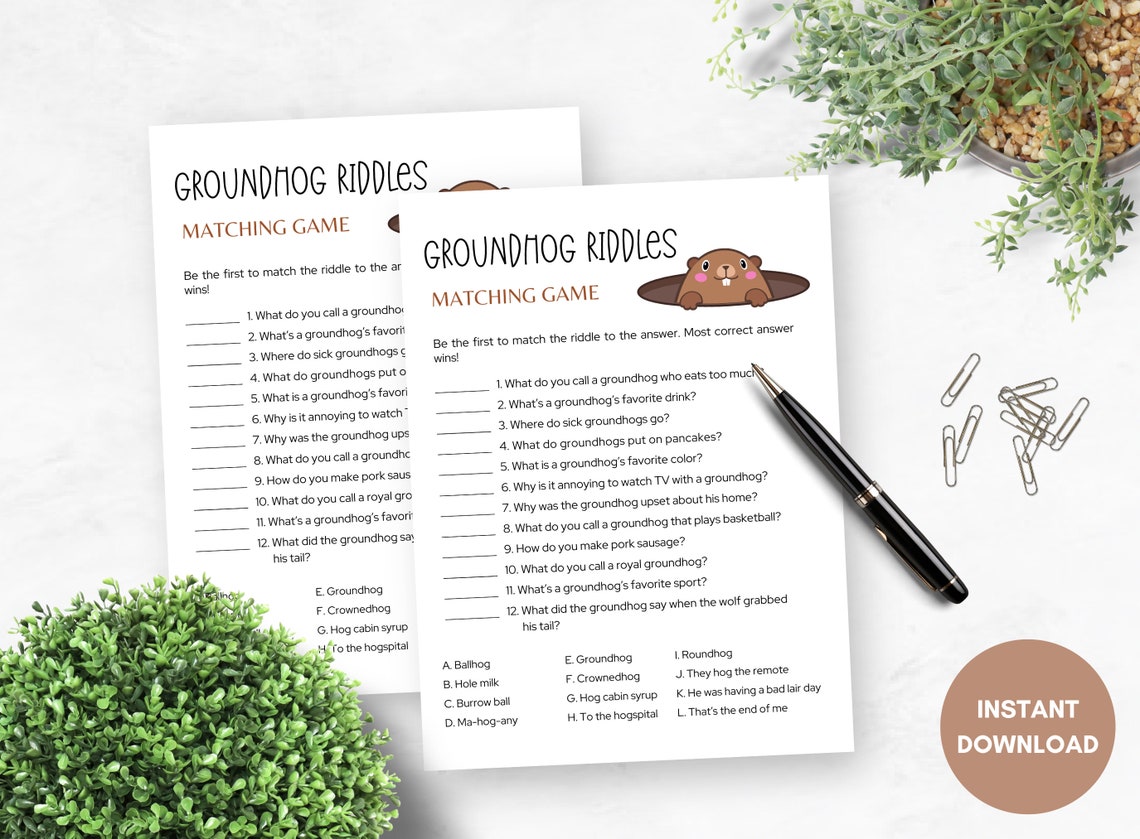 Groundhog Riddles, Fun Groundhog Party Game for Kids and Adults ...