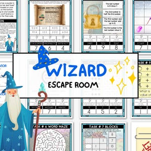 Wizard Escape Room, Printable Halloween Escape Room, Wizard Birthday Party, Team Building Escape Room Kit, Halloween Games, Kids Puzzles