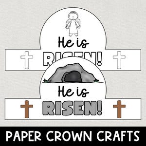 Corona della Bibbia &quot;He is Risen&quot;, Corona della fede stampabile, Lavoretto della scuola domenicale, Settimana Santa, Lavoretto della resurrezione di Gesù, Attività religiosa della storia di Pasqua