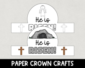He is Risen Bible Crown, Printable Faith Crown, Sunday School Craft, Holy Week, Jesus Resurrection Craft, Religious Easter Story Activity