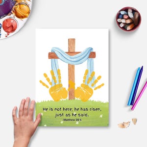 He is Risen Handprint Craft, Printable Christian Easter Handprint Art, Toddler Baby Religious Keepsake, Resurrection Lesson Craft, Holy Week